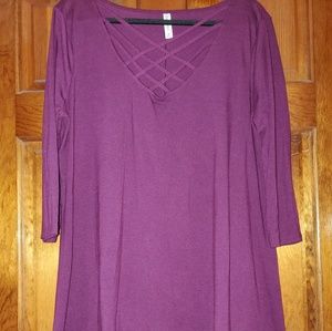 Zenana Premium 3/4 sleeve tunic-Plum 3x
